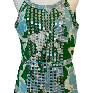 Tory Burch Women's Tunic Sequins Sleeveless Linen Size 10 Zipper